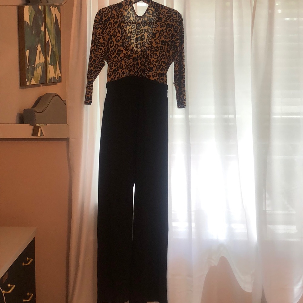 Jumpsuit one piece, Leopard Top with Black pants